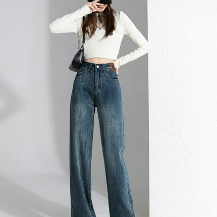 Women's Wide Leg Loose Jeans High Waisted Straight Baggy Denim Pants