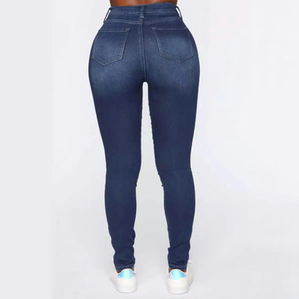 Womens Ripped High Waisted Skinny Stretch Jeans Slim Fit Denim Pants