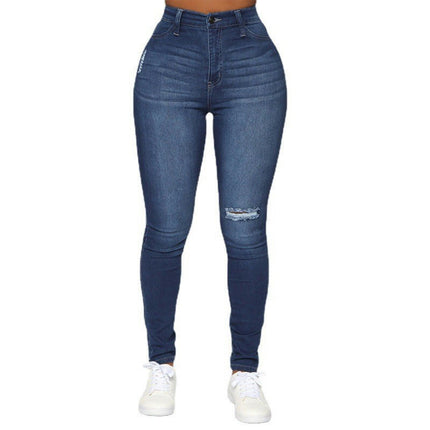 Womens Ripped High Waisted Skinny Stretch Jeans Slim Fit Denim Pants