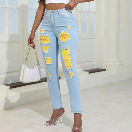 Women's Ripped Skinny Slim Fit Jeans Distressed Stretchy Denim Pants-A2