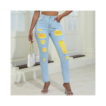 Women's Ripped Skinny Slim Fit Jeans Distressed Stretchy Denim Pants-A2