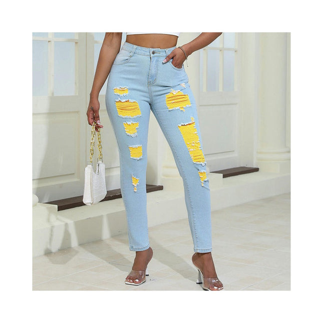 Women's Ripped Skinny Slim Fit Jeans Distressed Stretchy Denim Pants-A2