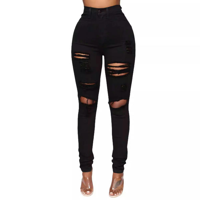 Women's High Rise Skinny Ripped Jeans Stretch Distressed Denim Pants