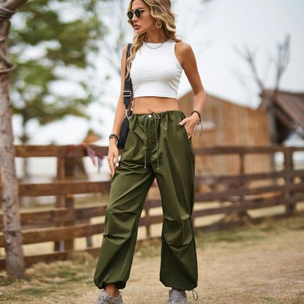 Women Baggy Parachute Pants Casual Cargo Pant Loose Multiple Pockets Jogger