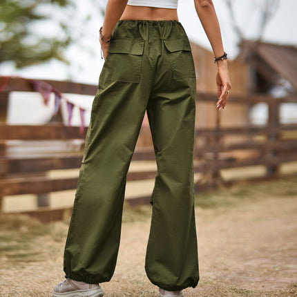 Women Baggy Parachute Pants Casual Cargo Pant Loose Multiple Pockets Jogger