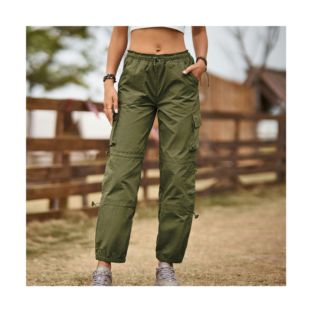 Women's Baggy Cargo Pants with Pocket High Waisted Jogger Trouser Relaxed Fit Parachute Pant