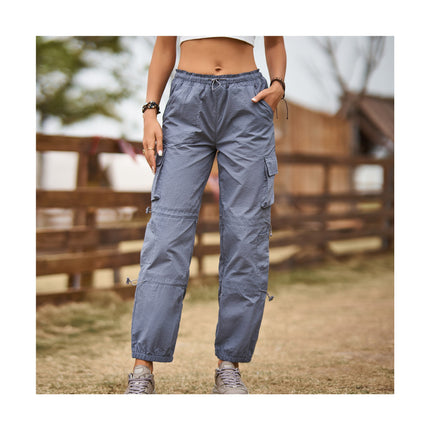 Women's Baggy Cargo Pants with Pocket High Waisted Jogger Trouser Relaxed Fit Parachute Pant