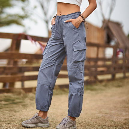 Women's Baggy Cargo Pants with Pocket High Waisted Jogger Trouser Relaxed Fit Parachute Pant