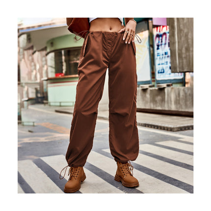 Cargo Pants for Women Baggy Parachute Pants with Pockets Loose Drawstring Casual Pants