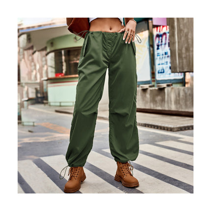 Cargo Pants for Women Baggy Parachute Pants with Pockets Loose Drawstring Casual Pants