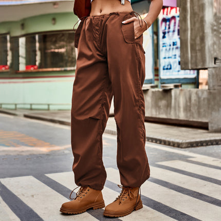 Cargo Pants for Women Baggy Parachute Pants with Pockets Loose Drawstring Casual Pants