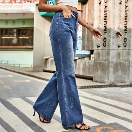 Woman Wide Leg Jeans Flare High Waist Baggy Denim Pants