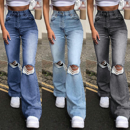 Bell Bottoms Flare Jeans for Women High Waist Ripped Distressed Denim Pants