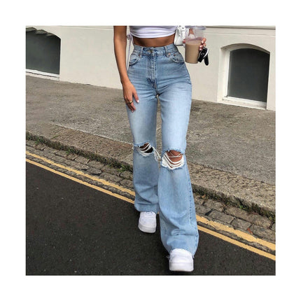 Bell Bottoms Flare Jeans for Women High Waist Ripped Distressed Denim Pants