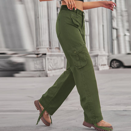 Cargo Pants for Women Straight Leg Pants Mid Waist Baggy Cargo Pants