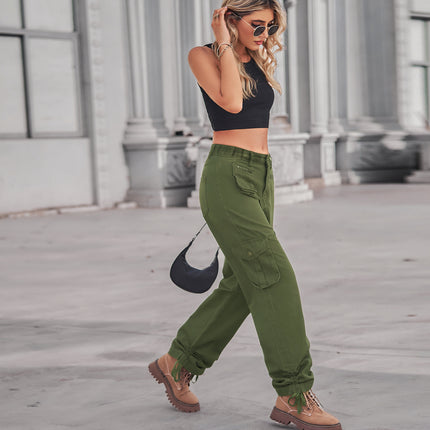 Cargo Pants for Women Straight Leg Pants Mid Waist Baggy Cargo Pants