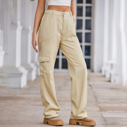 Cargo Pants for Women Baggy Elastic High Waisted Casual Straight Leg Pants