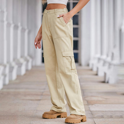 Cargo Pants for Women Baggy Elastic High Waisted Casual Straight Leg Pants