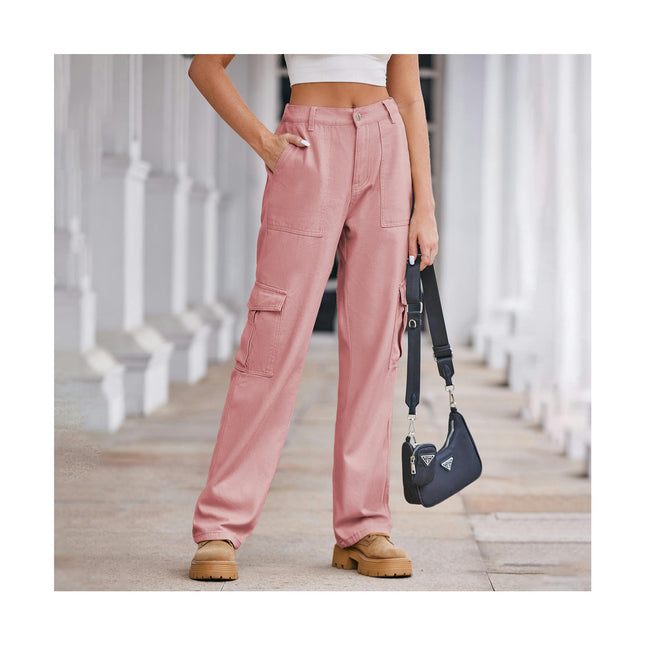 Cargo Pants for Women Baggy Elastic High Waisted Casual Straight Leg Pants