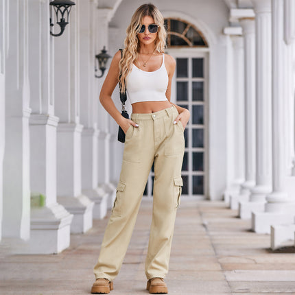 Cargo Pants for Women Baggy Elastic High Waisted Casual Straight Leg Pants