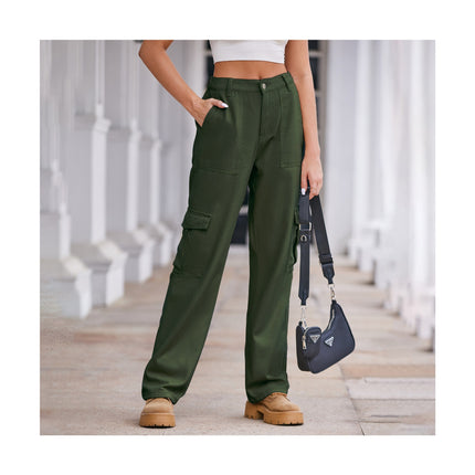 Cargo Pants for Women Baggy Elastic High Waisted Casual Straight Leg Pants