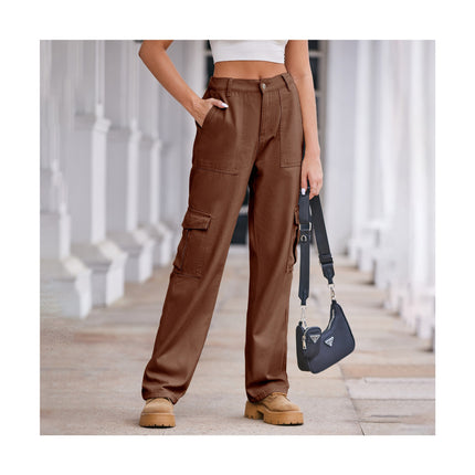 Cargo Pants for Women Baggy Elastic High Waisted Casual Straight Leg Pants