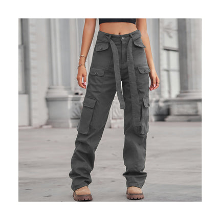 Cargo Jean Pants for Women High Waisted Baggy Casual Multiple Pockets Denim Pants