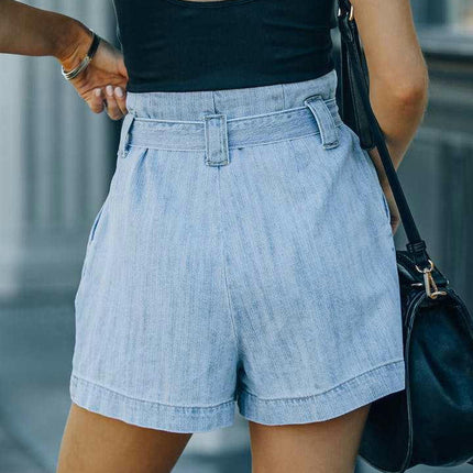 Women's Elastic High Waist Jean Shorts Casual Denim Shorts