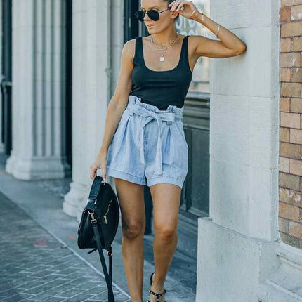 Women's Elastic High Waist Jean Shorts Casual Denim Shorts