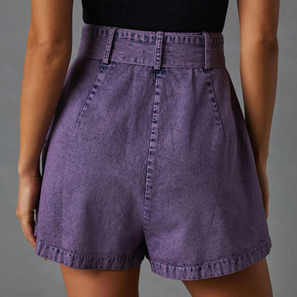 Women's High Waist Jean Shorts Wide Leg Denim Shorts with Belt