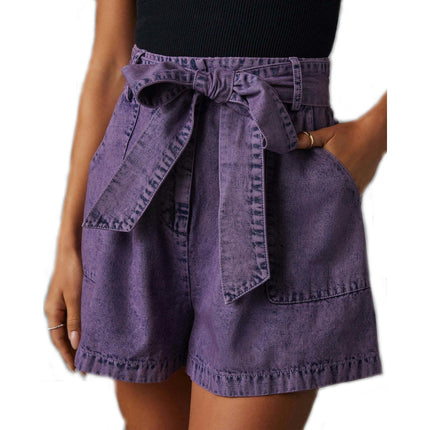 Women's High Waist Jean Shorts Wide Leg Denim Shorts with Belt