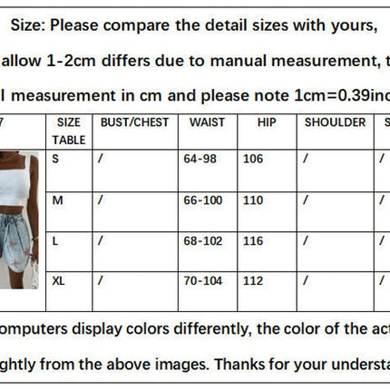 Women's High Waisted Rhinestone Denim Shorts Casual Drawstring Elastic Waist Jean Short