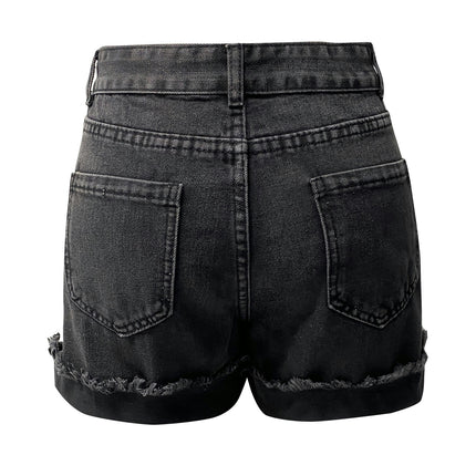 Women's Ripped Denim Shorts Mid Rise Distressed Jean Shorts