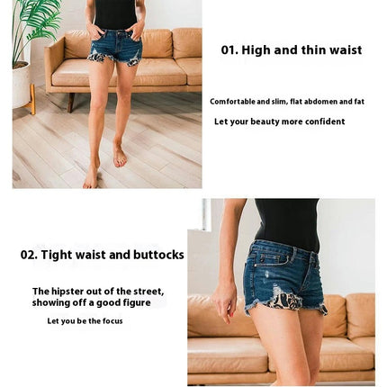 Women Mid Rise Ripped Jeans Shorts Frayed Raw Hem Casual Denim Shorts-A1