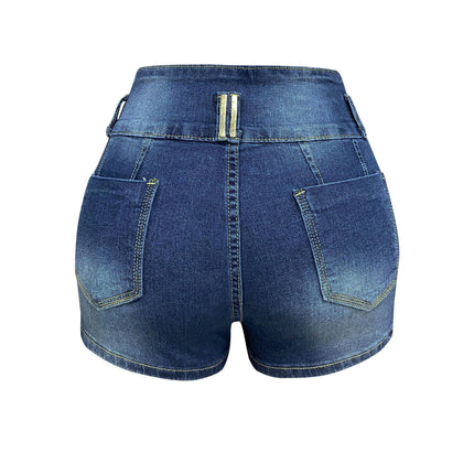 Women High Waisted Ripped Denim Shorts Casual Stretchy Distressed Short Jeans