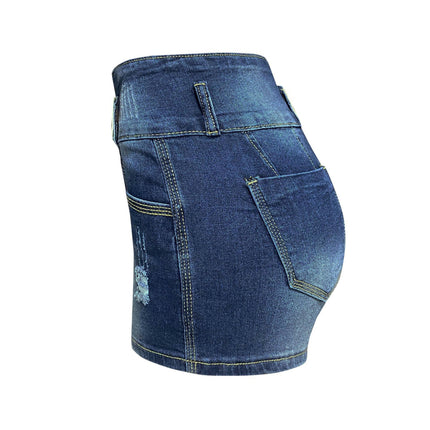 Women High Waisted Ripped Denim Shorts Casual Stretchy Distressed Short Jeans