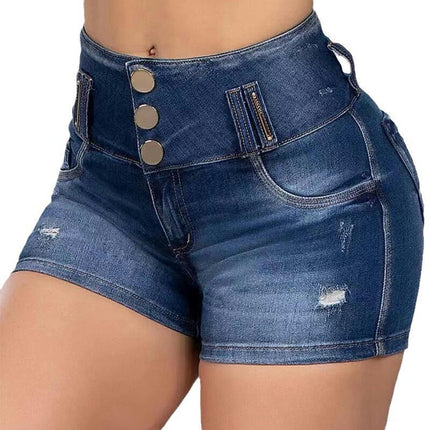 Women High Waisted Ripped Denim Shorts Casual Stretchy Distressed Short Jeans