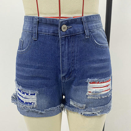 Distressed Denim Shorts for Women High Waist Folded Raw Hem Jean Shorts