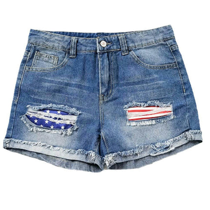 Distressed Denim Shorts for Women High Waist Folded Raw Hem Jean Shorts