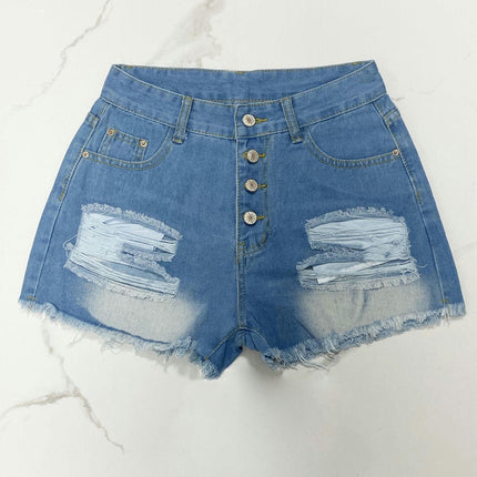 Women's Ripped High Waisted Jeans Shorts Distressed Frayed Raw Hem Denim Shorts