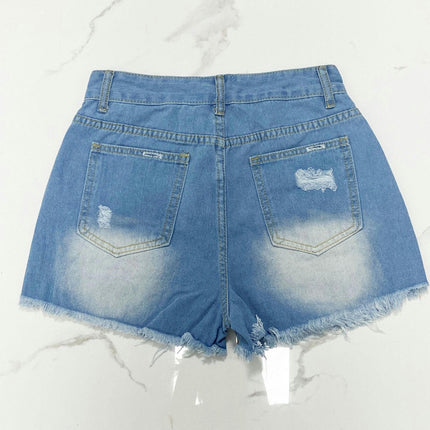 Women's Ripped High Waisted Jeans Shorts Distressed Frayed Raw Hem Denim Shorts