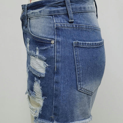 Ripped Jean Shorts for Women Frayed Raw Hem High Waisted Distressed Denim Shorts