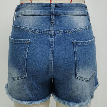 Ripped Jean Shorts for Women Frayed Raw Hem High Waisted Distressed Denim Shorts