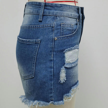 Ripped Jean Shorts for Women Frayed Raw Hem High Waisted Distressed Denim Shorts