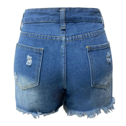 Women's Ripped Jean Shorts Raw Hem High Waisted Distressed Denim Shorts