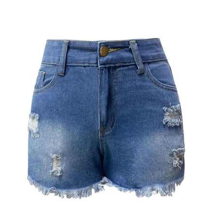 Women's Ripped Jean Shorts Raw Hem High Waisted Distressed Denim Shorts