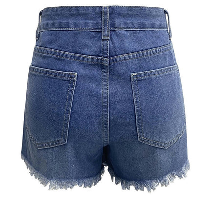 Distressed Jean Shorts for Womens High Waisted Ripped Raw Hem Denim Shorts