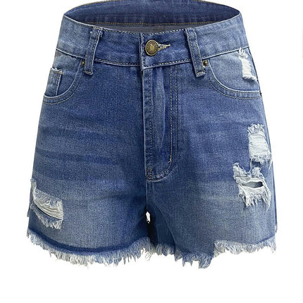 Distressed Jean Shorts for Womens High Waisted Ripped Raw Hem Denim Shorts