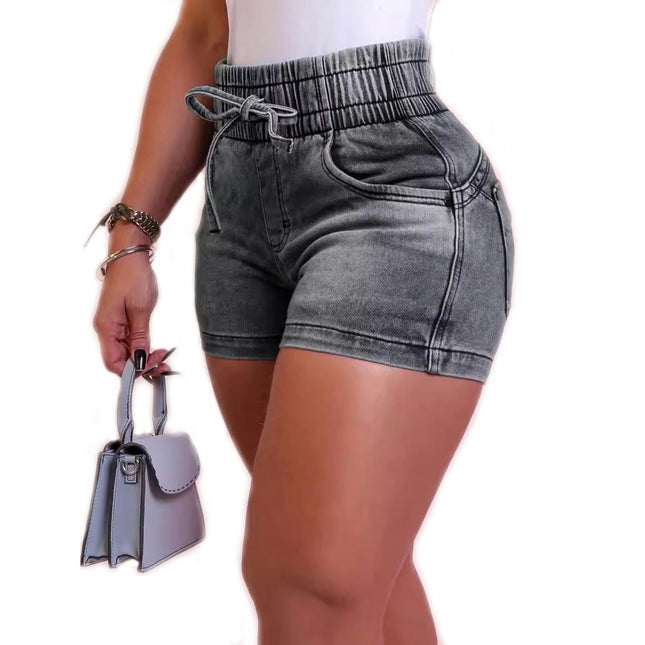 Womens Stretchy Denim Shorts Casual Trendy Elastic Waist Jeans Shorts