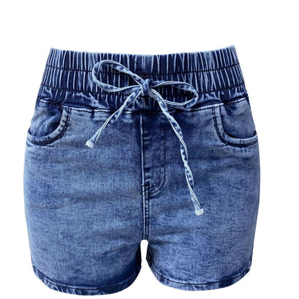 Womens Stretchy Denim Shorts Casual Trendy Elastic Waist Jeans Shorts